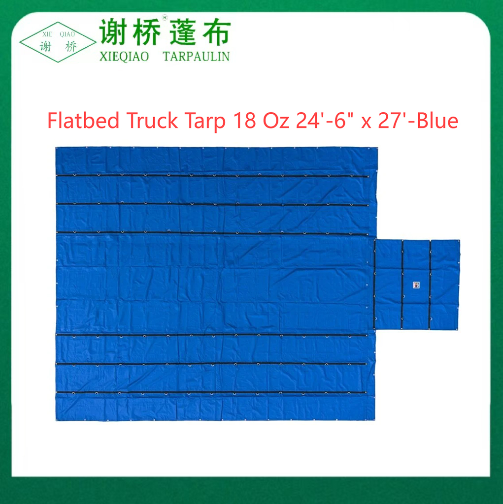 18oz مسطح کامیون Tarp 24 "-6" "x27" (8 "قطره) -Blue