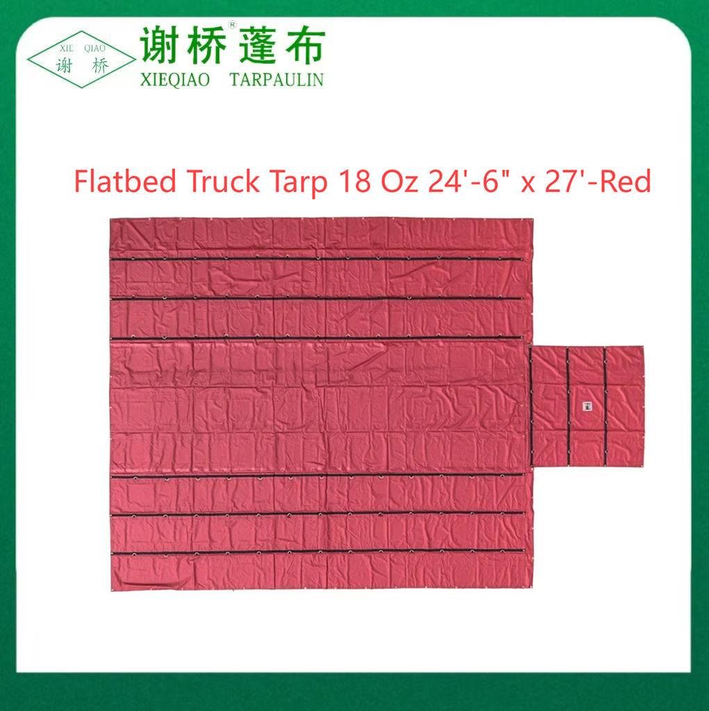 18oz مسطح کامیون Tarp 24 "-6" "x27" (8 "قطره) -red