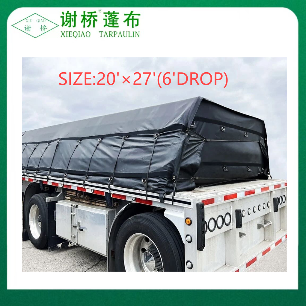 18oz مسطح کامیون TARP 20 "x27" (8 "قطره) -Black