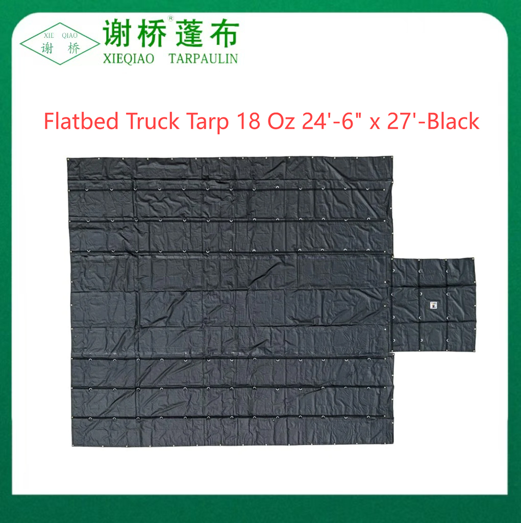 18oz مسطح کامیون Tarp 24 "-6" "x27" (8 "قطره) -Black